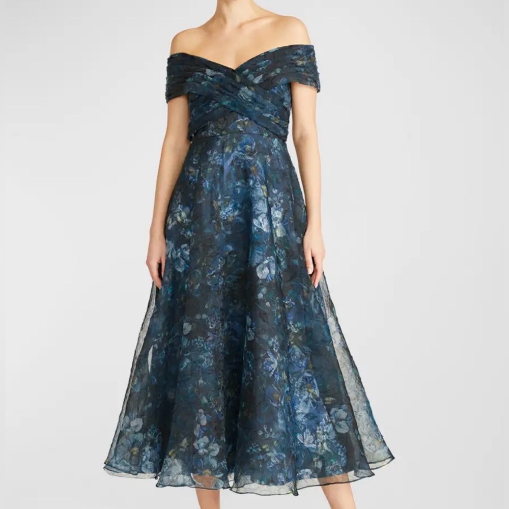 Theia Auden Floral Organza Dress Gown